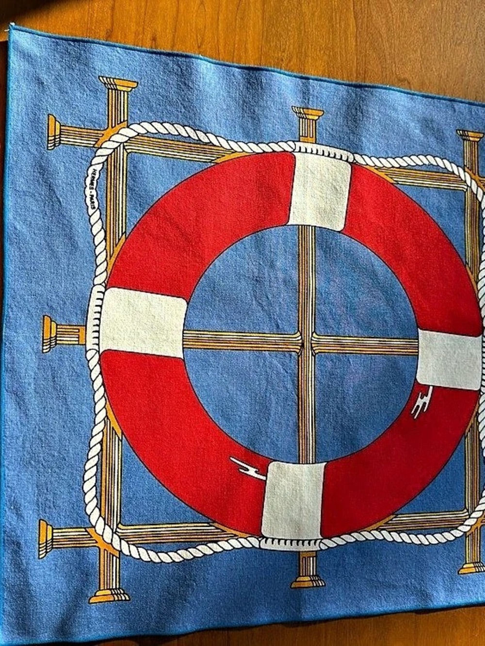Single Hermès Paris nautical life preserver Blue & Red.